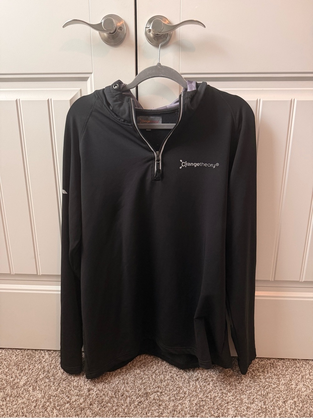 Orangetheory Black Jacket with Lilac Lining